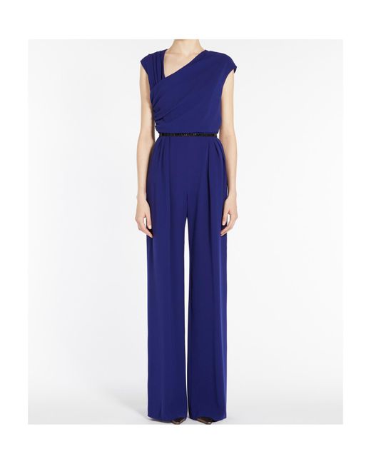 Max Mara Blue Studio Ruched Sleeveless Jumpsuit