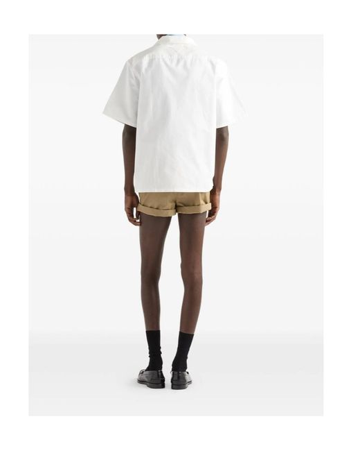 Prada White Wave Printed Short-Sleeved Shirt for men