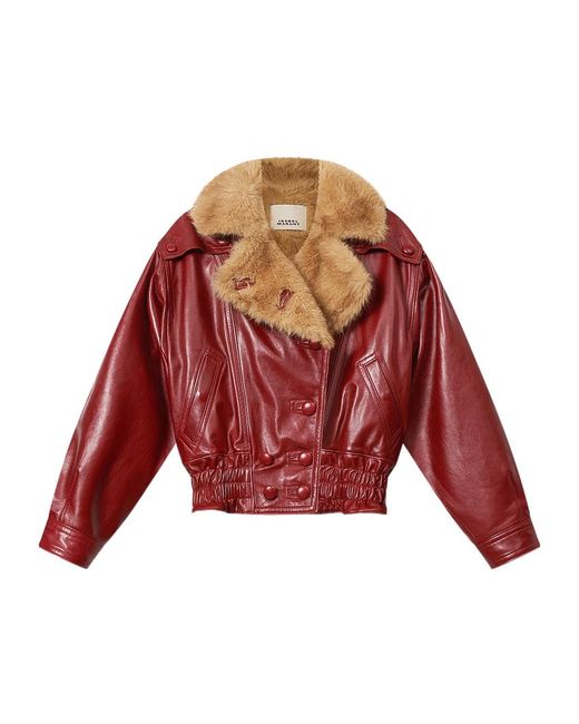 Isabel Marant Red Valina Leather Coat