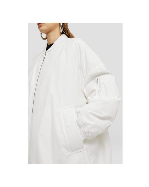 Jil Sander White Stand-Up Collar Oversized Jacket