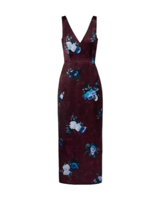 Erdem Purple Floral Duchesse Cocktail Dress