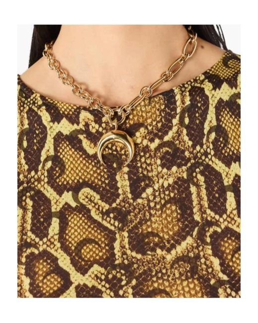 MARINE SERRE Metallic Python Printed Jersey Asymetrical Long Dress