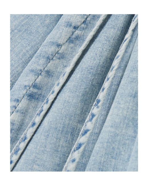 FRAME Blue Gathered Chambray Blouse