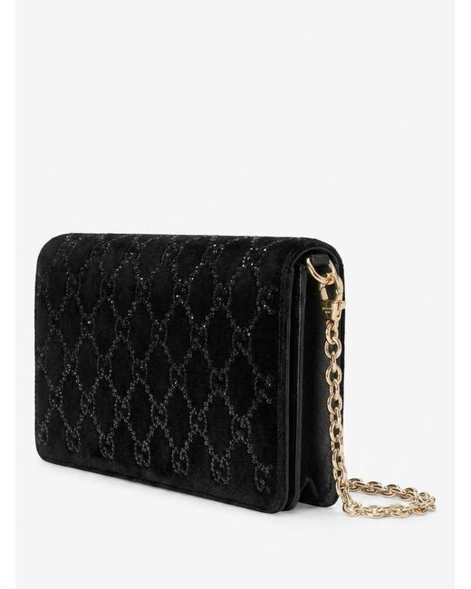 Gucci Black Gg Crystals Clutch