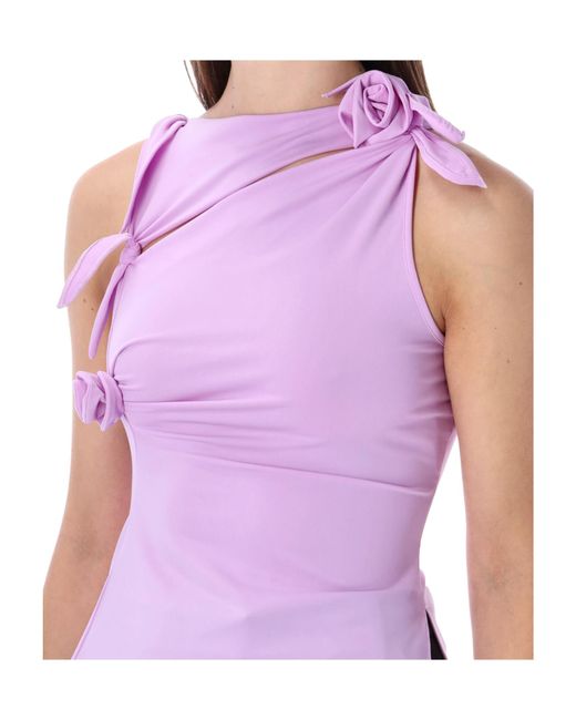 Coperni Purple Floral-Knot Sleeveless Tank Top