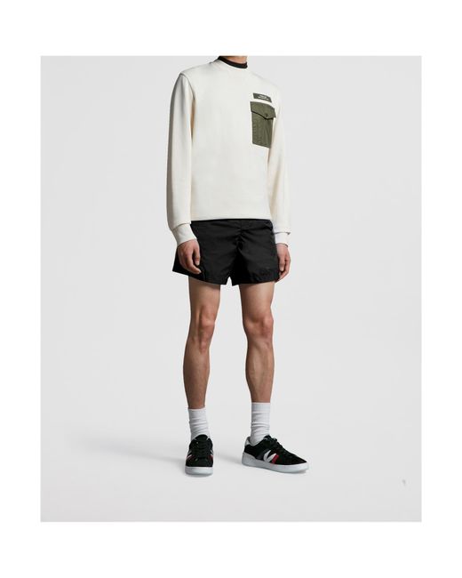 Moncler Black Logo Patch Drawstring Swim Shorts for men