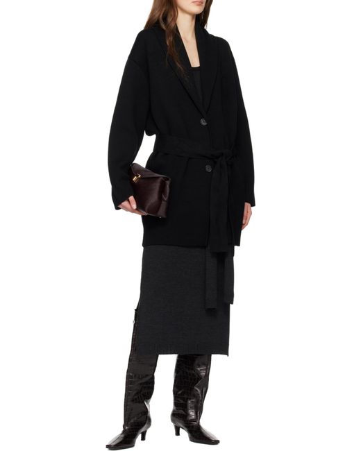 Totême  Black Totême Single-Breasted Belted Coat