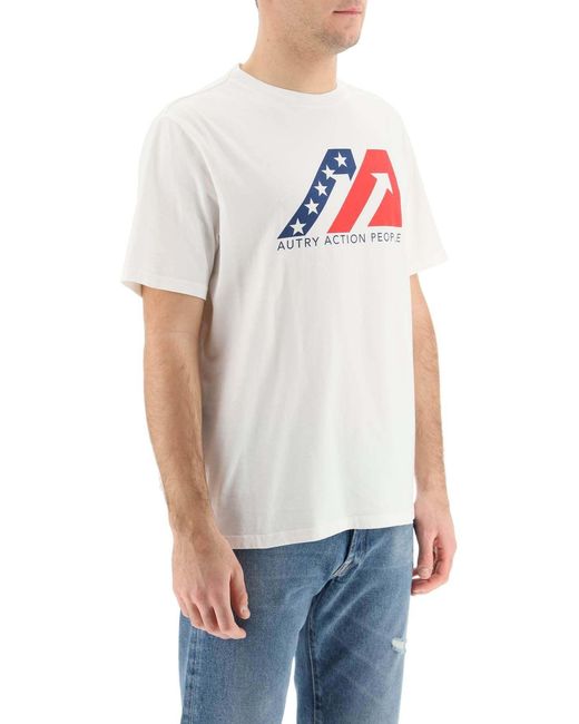 Autry White Graphic Printed Crewneck T-Shirt for men