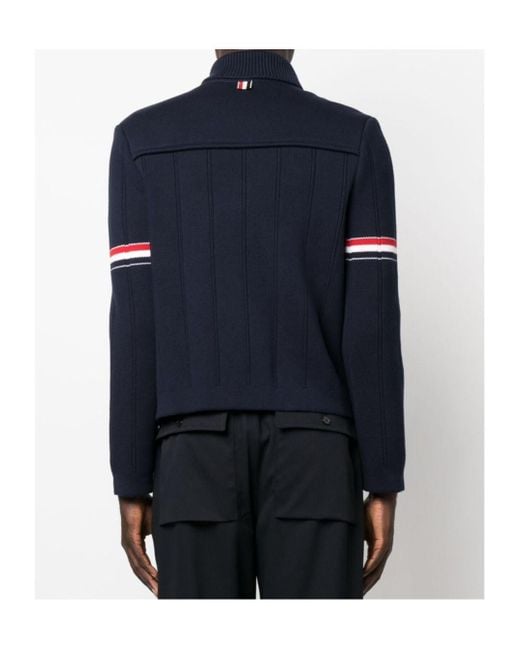 Thom Browne Blue Rwb Striped Shirt Jacket for men