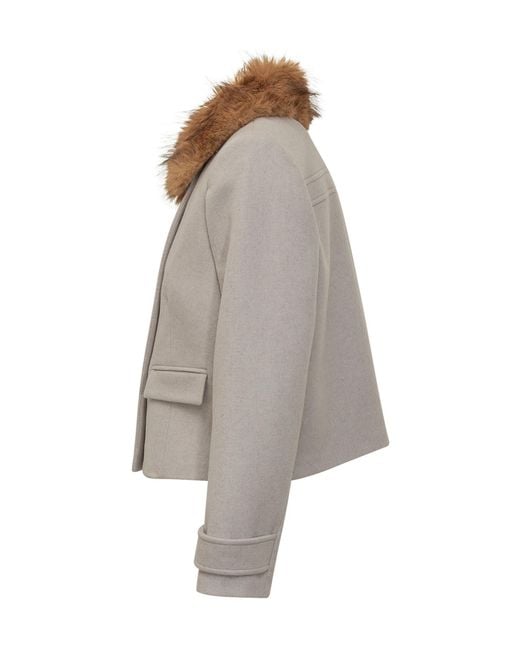 Ba&sh Natural Terry Fur-Trimmed Coat
