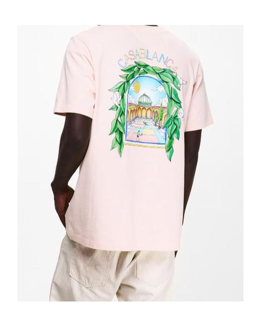 Casablanca Pink Graphic Cotton L'Arche Tennis Club T-Shirt for men