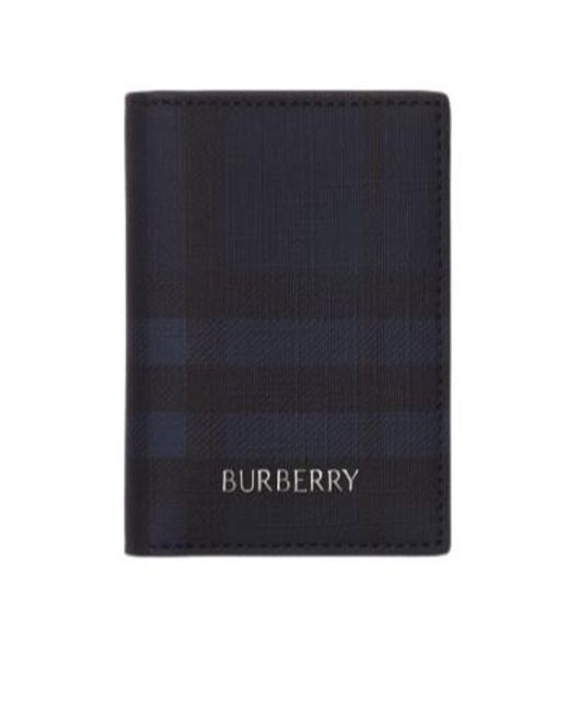 Burberry Blue City Check Folding Card Case for men