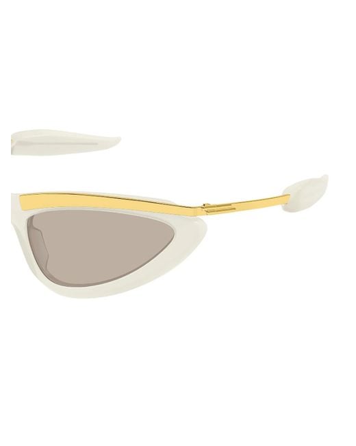 Bottega Veneta White Eyewear Prisma Cat Eye Sunglasses