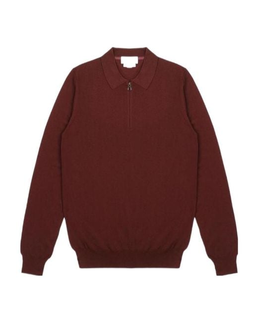 Ferragamo Red Lapel Sweater for men