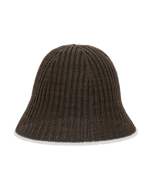 Brunello Cucinelli Green Ribbed-Knit Bucket Hat