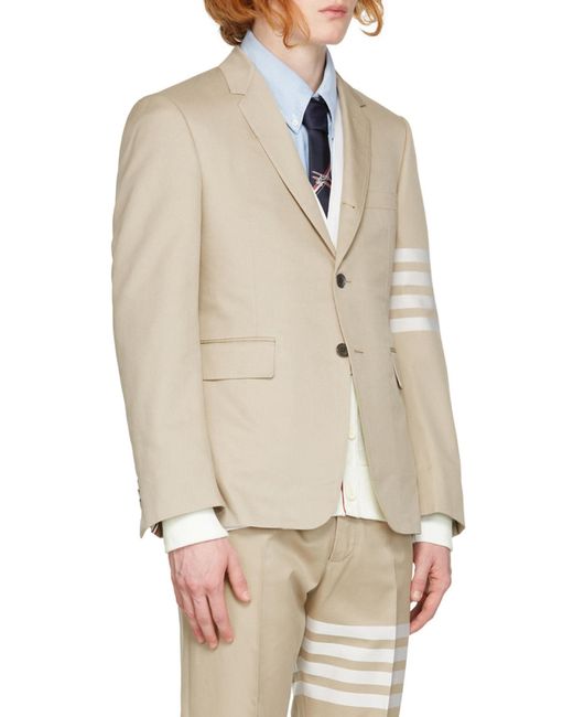 Thom Browne Natural Stripe-Print Detail Blazer for men