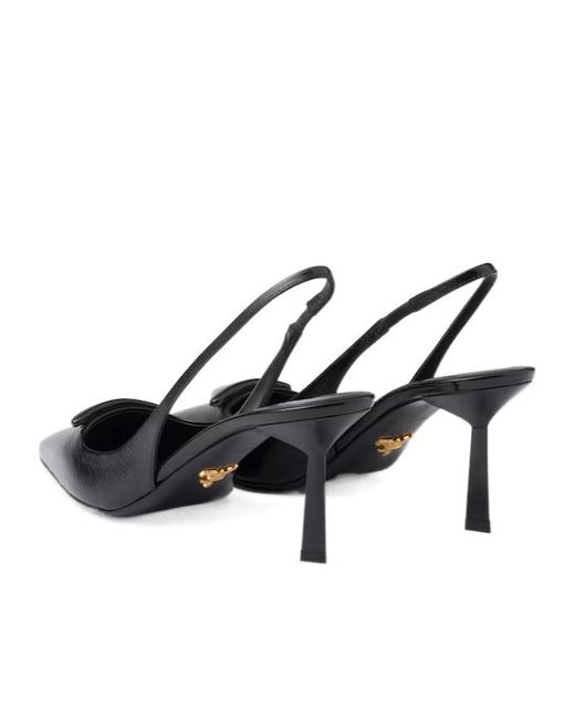 Prada Multicolor Logo Plaque Pointed-Toe Slingback Pumps
