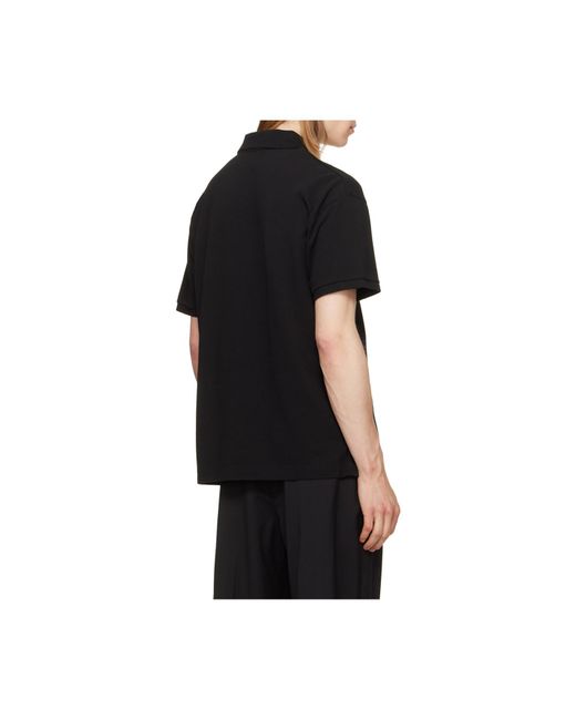Palm Angels Black Curved Logo Polo Shirt for men