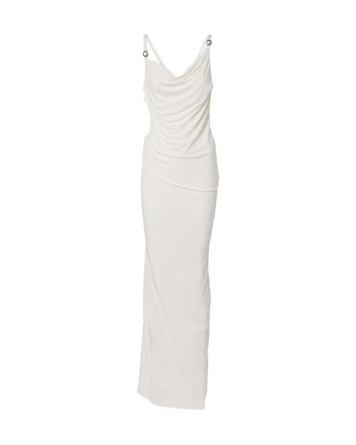 Coperni White Draped Back Knit Super Long Dress