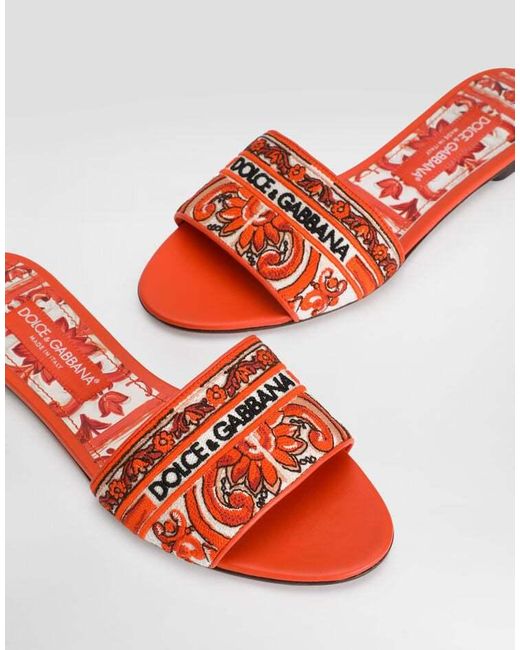 Dolce & Gabbana Yellow Logo Detailed Slip-On Slides