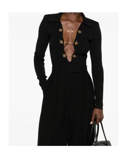Elisabetta Franchi Black Chain Detailed Bodysuit