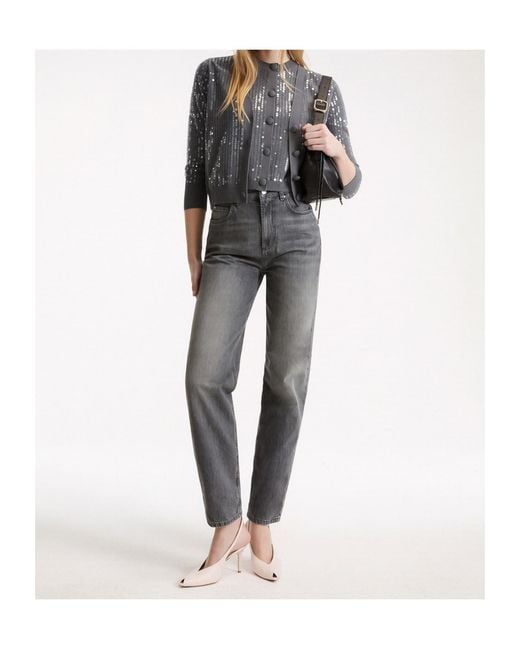 Marella Gray Button-Front Sequin Vest