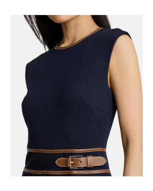 Ralph Lauren Blue Lauren Cap Sleeved Belted Sheath Dress