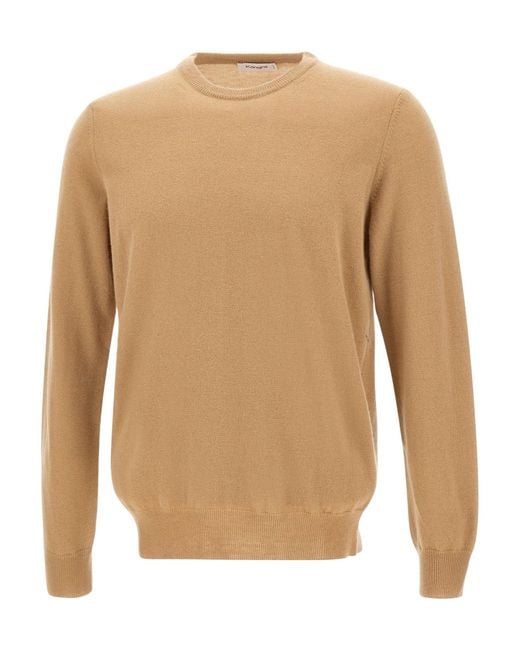 Kangra Cashmere White Kangra Crew Neck Knitted Sweater for men
