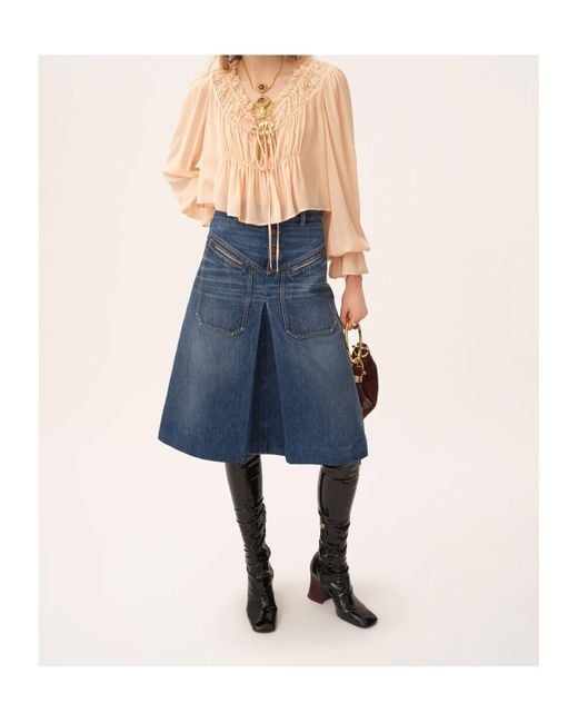 Chloé Blue Chloé Knee-Length Denim Skirt