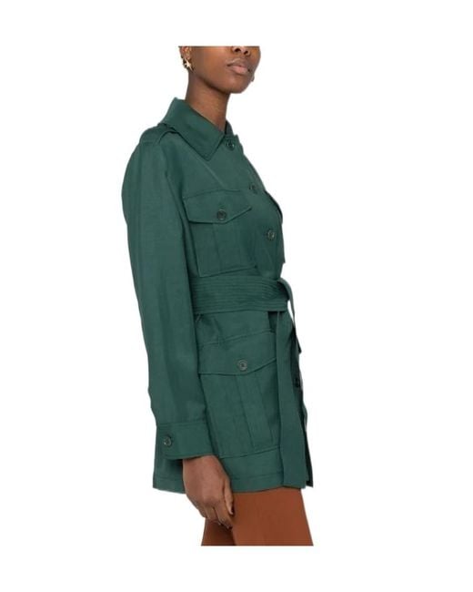 P.A.R.O.S.H. Green Belted Short Trench Coat
