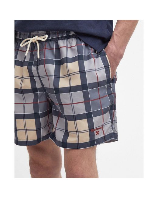 Barbour Gray Checked Swim Trunks for men