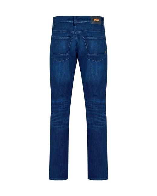 Boss Blue Washed Straightleg Jeans for men