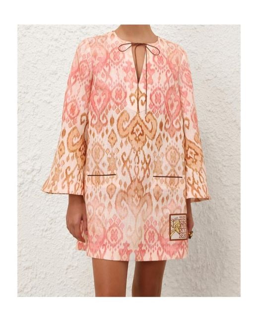 Zimmermann Pink Aster Printed Short Dress