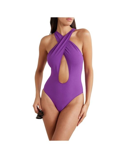 Lisa Marie Fernandez Purple Cutout Swimsuit