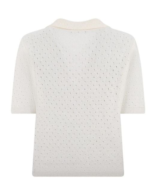 Fabiana Filippi White Short-Sleeved Knitted Polo Shirt