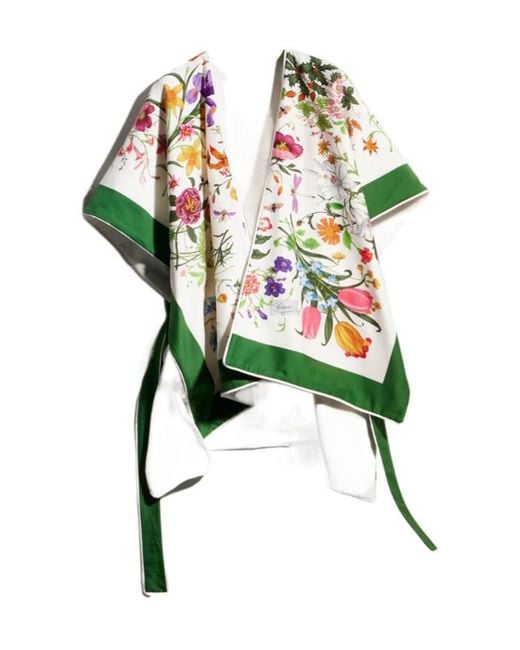 Gucci Green Printed Cotton Cape Dress