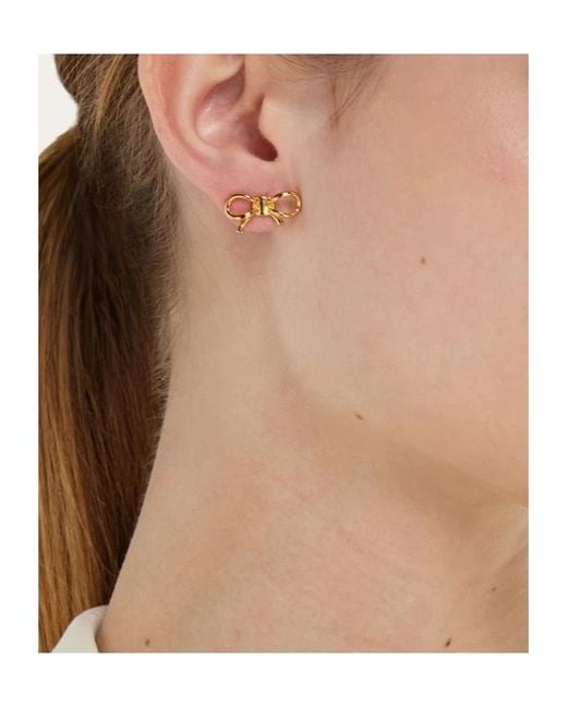 Ferragamo Metallic Bow Earrings