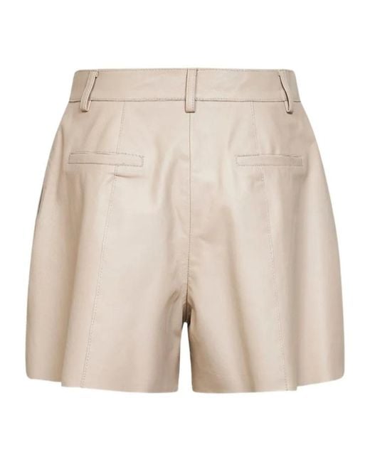 P.A.R.O.S.H. Natural Pleated Leather Shorts