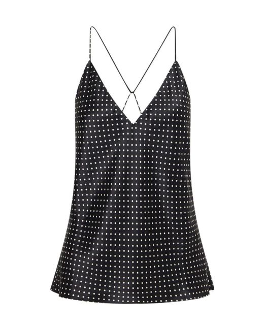 Nili Lotan Black Polka Dot V-Neck Camisole Mini Dress