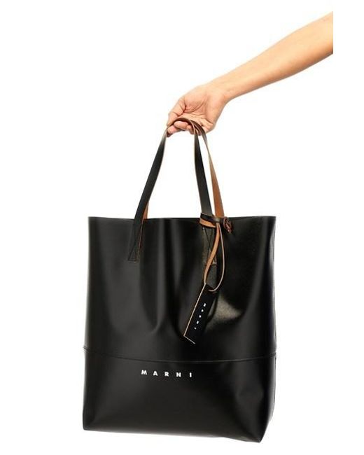 Marni Black Tribeca Logo Printed Tote Bag for men