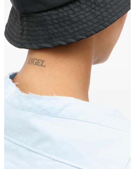 MM6 by Maison Margiela Black Embroidered Bucket Hat for men