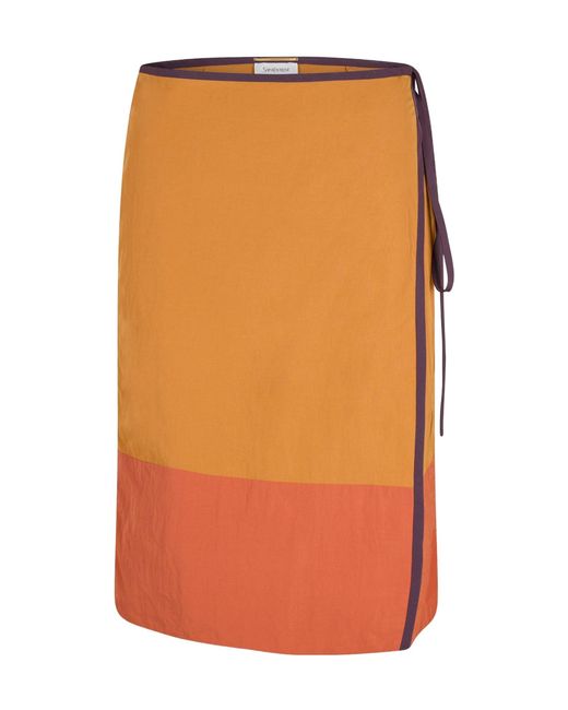 Saint Laurent Orange Concise And Versatile Midi Skirt