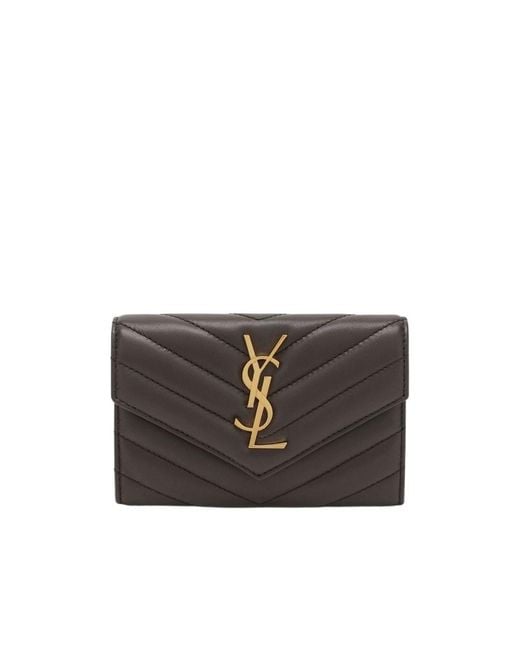 Saint Laurent Green Cassandre Matelassé Small Envelope Wallet