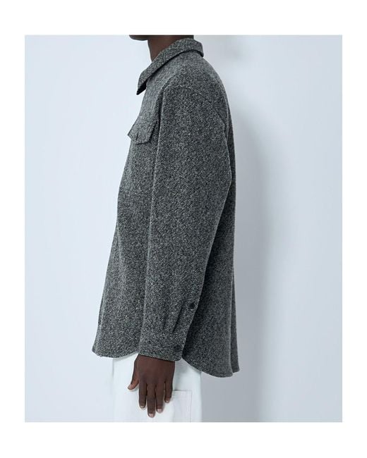 Dries Van Noten Gray Herringbone Zip-Up Jacket for men