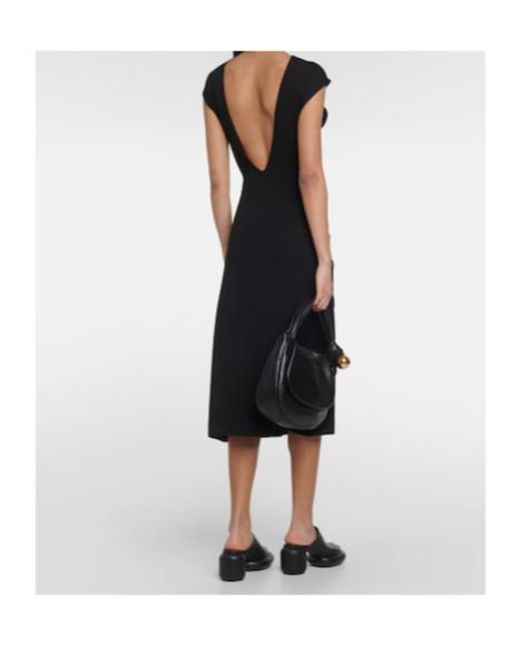 Jil Sander Black Virgin Wool Midi Dress