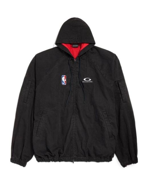 Balenciaga Black Nba Logo Hooded Jacket for men