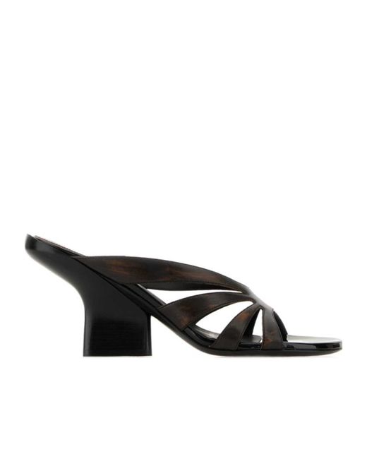 Dries Van Noten Black Heeled Slip-On Sandals