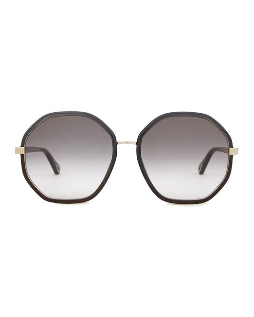 Chloé Metallic Franky Octagon-Frame Sunglasses