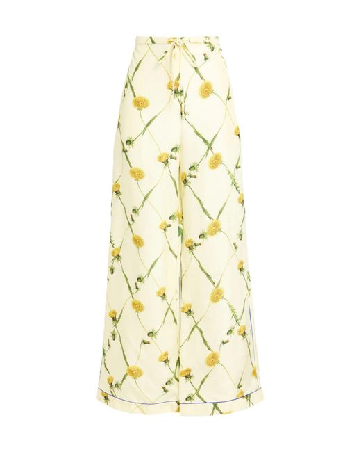 Burberry Metallic Floral-Print Wide-Leg Trousers