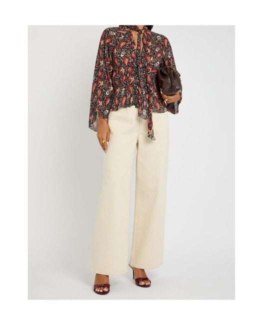 Rixo Brown Uma Floral Chiffon Blouse